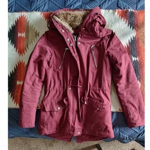 Burgundy Rue21 Hooded Winter Coat Lightly Worn